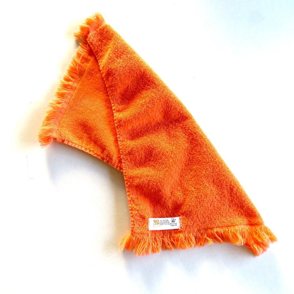Vintage MCM Orange Bar Bath Kitchen Towel 100% Cotton Cloth West Point Pepperell